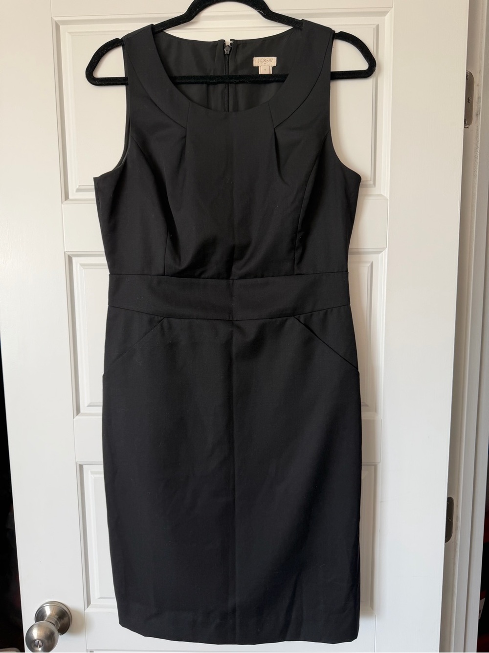 J. Crew Black Sleeveless Sheath Dress with Scoop Neck